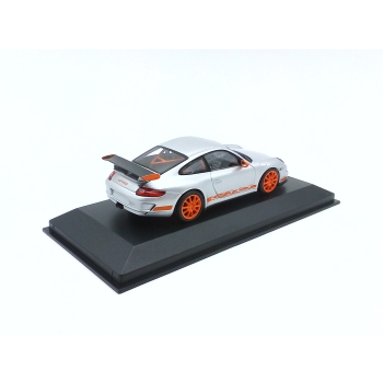 Porsche 911 (997.1) GT3 RS 2006 silver / orange decor - skala 1:43 - Minichamps
